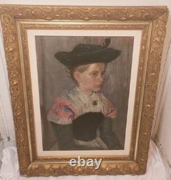 Germany Large Oil Painting on Wood, Framed, Signed and Dated 1913