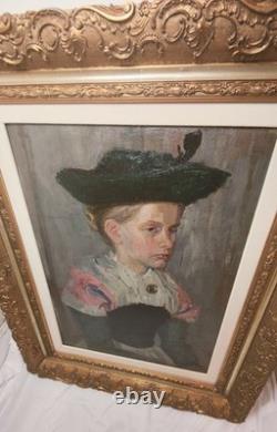 Germany Large Oil Painting on Wood, Framed, Signed and Dated 1913