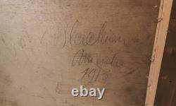 Germany Large Oil Painting on Wood, Framed, Signed and Dated 1913