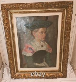 Germany Large Oil Painting on Wood, Framed, Signed and Dated 1913