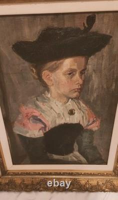Germany Large Oil Painting on Wood, Framed, Signed and Dated 1913