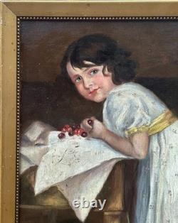 Girl Portrait, Handmade Antique Oil Painting from the 1900s, Signed, Framed