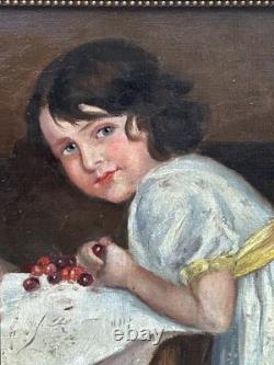 Girl Portrait, Handmade Antique Oil Painting from the 1900s, Signed, Framed