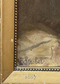 Girl Portrait, Handmade Antique Oil Painting from the 1900s, Signed, Framed