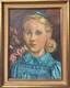Girl Portrait Original Antique Oil Painting, 1950s, Handmade, Paris School