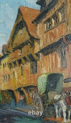 Gobert Original Oil Normandy View Of Lisieux Circa 1930