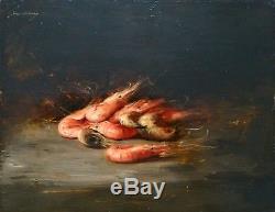 Graciano Mendilaharzu Shrimps Still Life Painting Argentinian French Oil 19