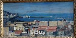 Grand & Beautiful 1920. Orientalist Harbor View From Algiers. Romeo Aglietti 1878-1956