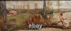 Grand & Bel Impressionist 1920-1930. Landscape With Three Children A La Baignade