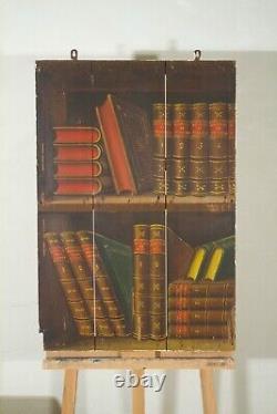 Grand Oil on Wood Illusion Trompe l'Oeil circa 1900