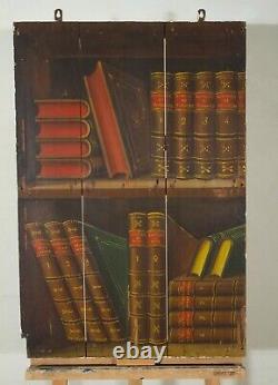 Grand Oil on Wood Illusion Trompe l'Oeil circa 1900