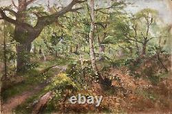 Grand Table Ancient Oil Landscape Underwood Forest Trees Barbizon School XIX