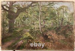 Grand Table Ancient Oil Landscape Underwood Forest Trees Barbizon School XIX