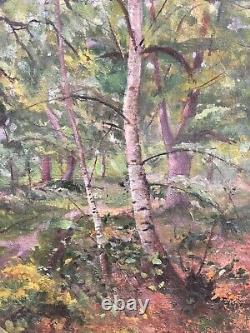 Grand Table Ancient Oil Landscape Underwood Forest Trees Barbizon School XIX