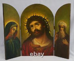 Grand Triptyque Ecce Homo Oil Painting On Wood Panels