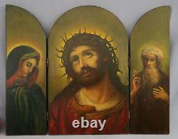 Grand Triptyque Ecce Homo Oil Painting On Wood Panels