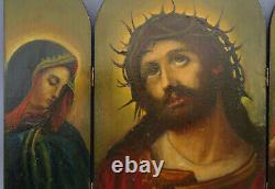 Grand Triptyque Ecce Homo Oil Painting On Wood Panels