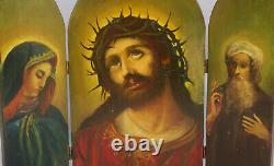 Grand Triptyque Ecce Homo Oil Painting On Wood Panels