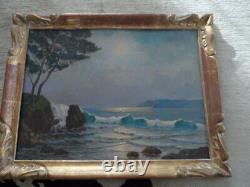 Great Hsp Ancient Seaside Mediterannee Signee Tb Frame Wood Dore A Cle