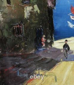 Great & Luminous Painting 1940. Rue Animée De Villefranche-sur-mer. Signed