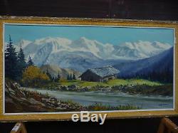 Guenard. Painting. Mountain. Large Dimensions. Wood Panel