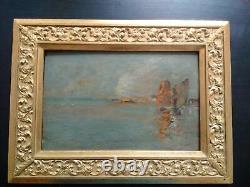 Guglielmo Ciardi Superb Painting Xixth Lagoon Venice Oil On Wood Signed Frame