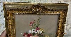 Gustave Bienvêtu (1850-1916) Oil On Woodvase Of Rosesframe / Original Plate