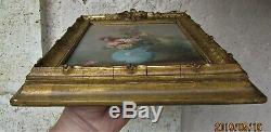 Gustave Bienvêtu (1850-1916) Oil On Woodvase Of Rosesframe / Original Plate