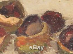 Gustave Hervigo Still Life Chestnut Table Old Wood 35x27 French Painter