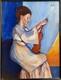 Guy Reyol Loyer Oil On Panel Woman Violinist Signed Dated 1987 63x48