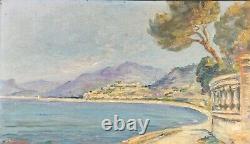 HSP Oil Painting on Wood Panel Marine Landscape Cannes Signed Marine