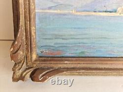 HSP Oil Painting on Wood Panel Marine Landscape Cannes Signed Marine
