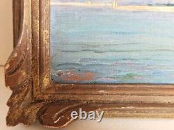 HSP Oil Painting on Wood Panel Marine Landscape Cannes Signed Marine