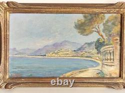 HSP Oil Painting on Wood Panel Marine Landscape Cannes Signed Marine