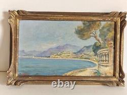 HSP Oil Painting on Wood Panel Marine Landscape Cannes Signed Marine