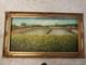 Hand-painted Square Oil On Canvas With Baroque Gold Leaf Wooden Frame