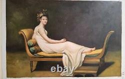 Hand-painted Oil on Canvas Square Noble Lady Lying Down 60x90 With Wooden Frame