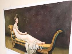 Hand-painted Oil on Canvas Square Noble Lady Lying Down 60x90 With Wooden Frame