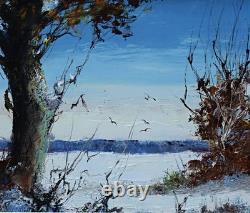 Harry Bonde Petersen Winter Landscape Oil on Wood Signed Painting Frame