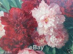 Haton. Table Oil Painting Bouquet Of Flowers Frame Restoration. 81cm X 97cm