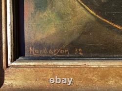 Henderson Ec. American Old Painting Signed Oil on Wood Still Life from 1932