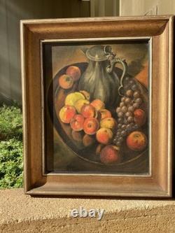 Henderson Ec. American Old Painting Signed Oil on Wood Still Life from 1932