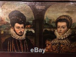 Henri III And Louise Lorraine Oil On Panel Framed Early Xixth