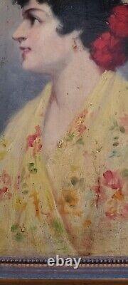 Henri Rolland (1897-1941) Oil On Wood Portrait Of Woman