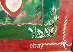Horrified Berger. Poya. Oil On Wood Painting Signed Girard. Table 41x101 CM