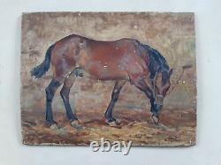 Horse Riding At The Stable 1900 Henri Gaulet 1863/1936 H/bois 38.5 X 29.5cm