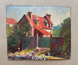 House on the banks of the Allier, Fauve school, signed antique painting, artwork