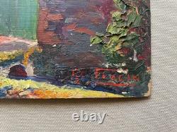 House on the banks of the Allier, Fauve school, signed antique painting, artwork