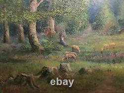 Hsb Oil On Wood Litter In The Forest Late 19th Signed