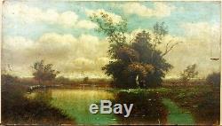 Hsp Circa 1860 Beautiful Landscape In The Style Of The Barbizon School A Restore